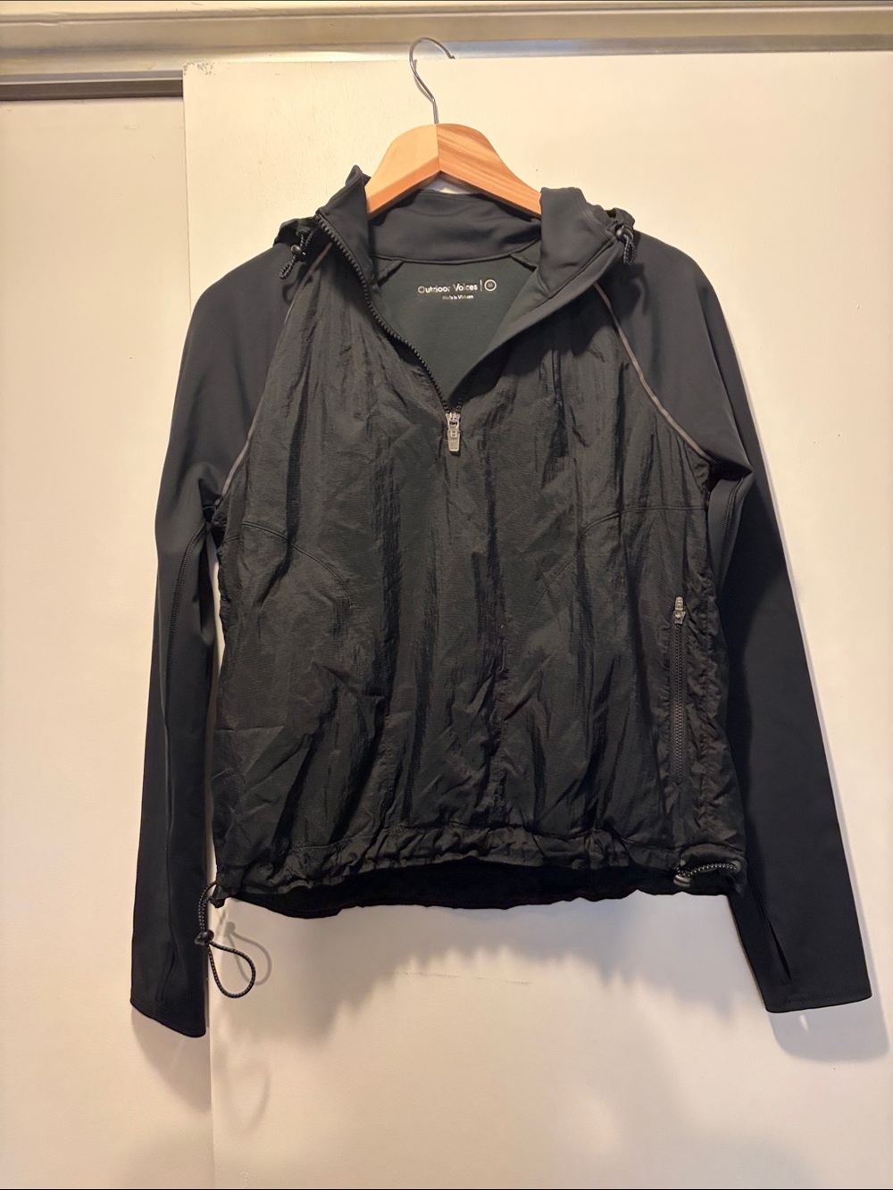 Outdoor Voices Black Hooded Utility Jacket